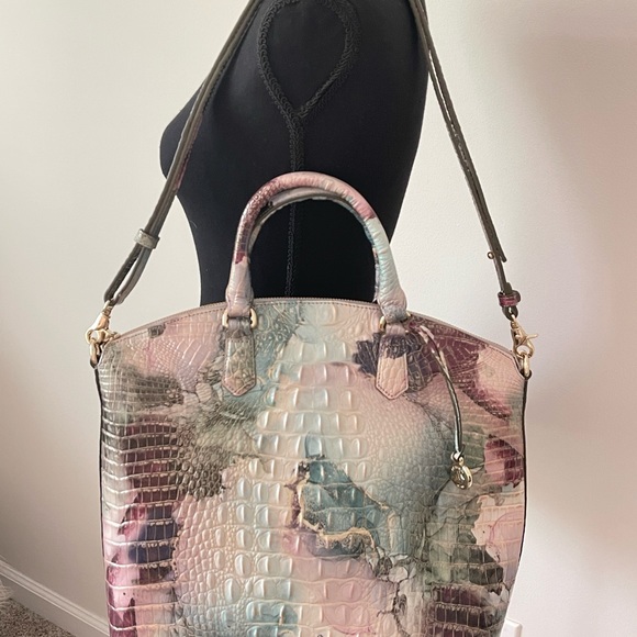 Brahmin Embossed Leather Multi Pastel Colored Handbag - Picture 13 of 16